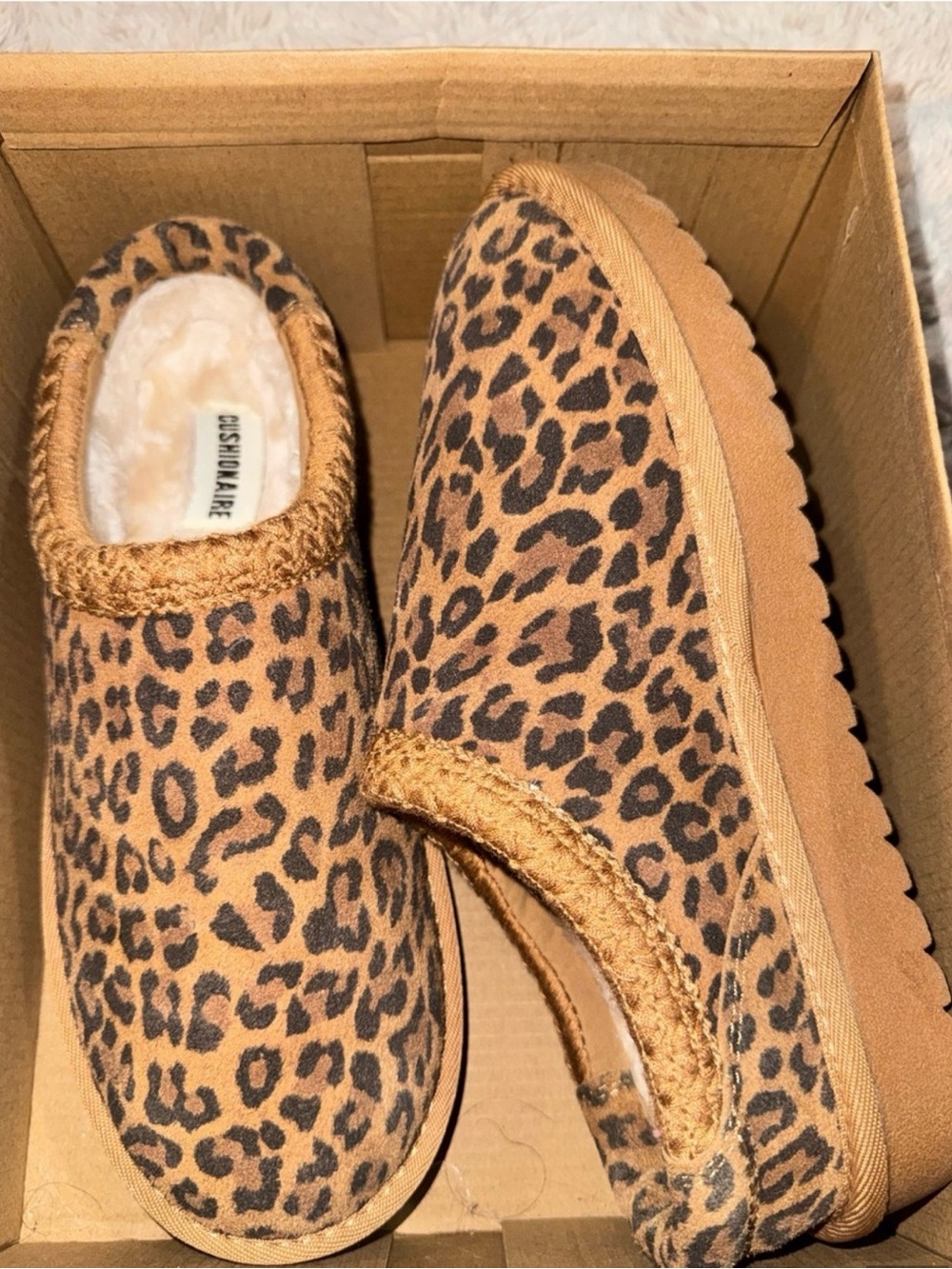 Cushionaire Leopard Print Cozy Slip-On Women’s Shoes
